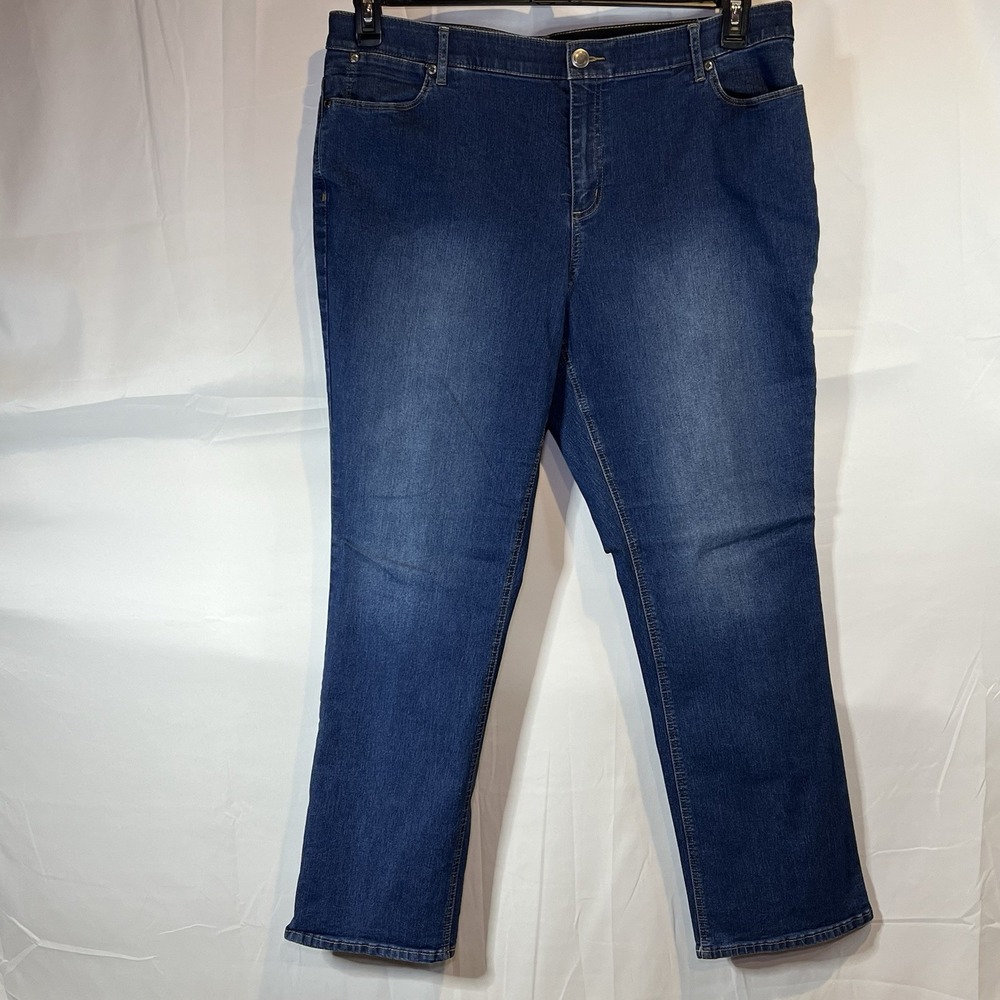 CJ Banks Women's Tummy control Mid Rise Straight Leg Jeans Size‎ 18W Blue Denim